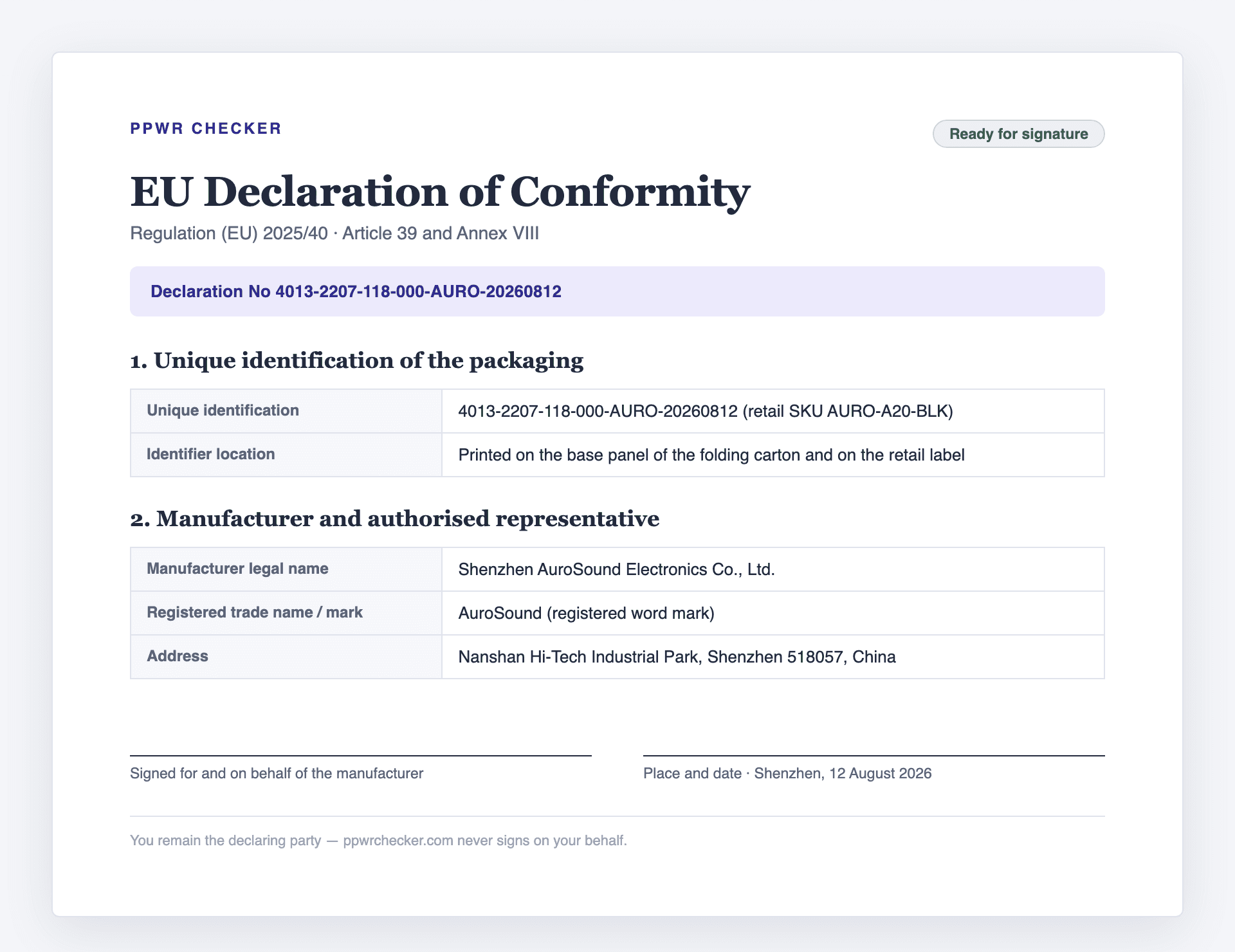 Declaration of Conformity